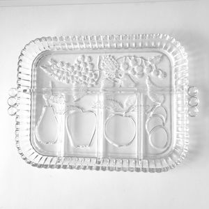 Vintage Indiana Glass Clear Divided 5 Part Serving Relish Tray / Fruit Platter
